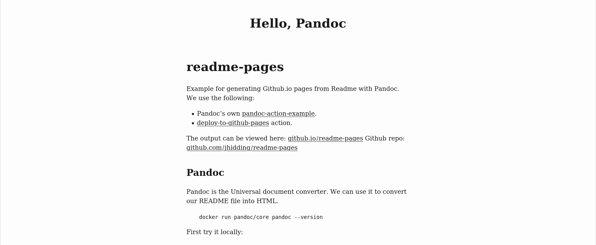 Rendered GitHub Pages